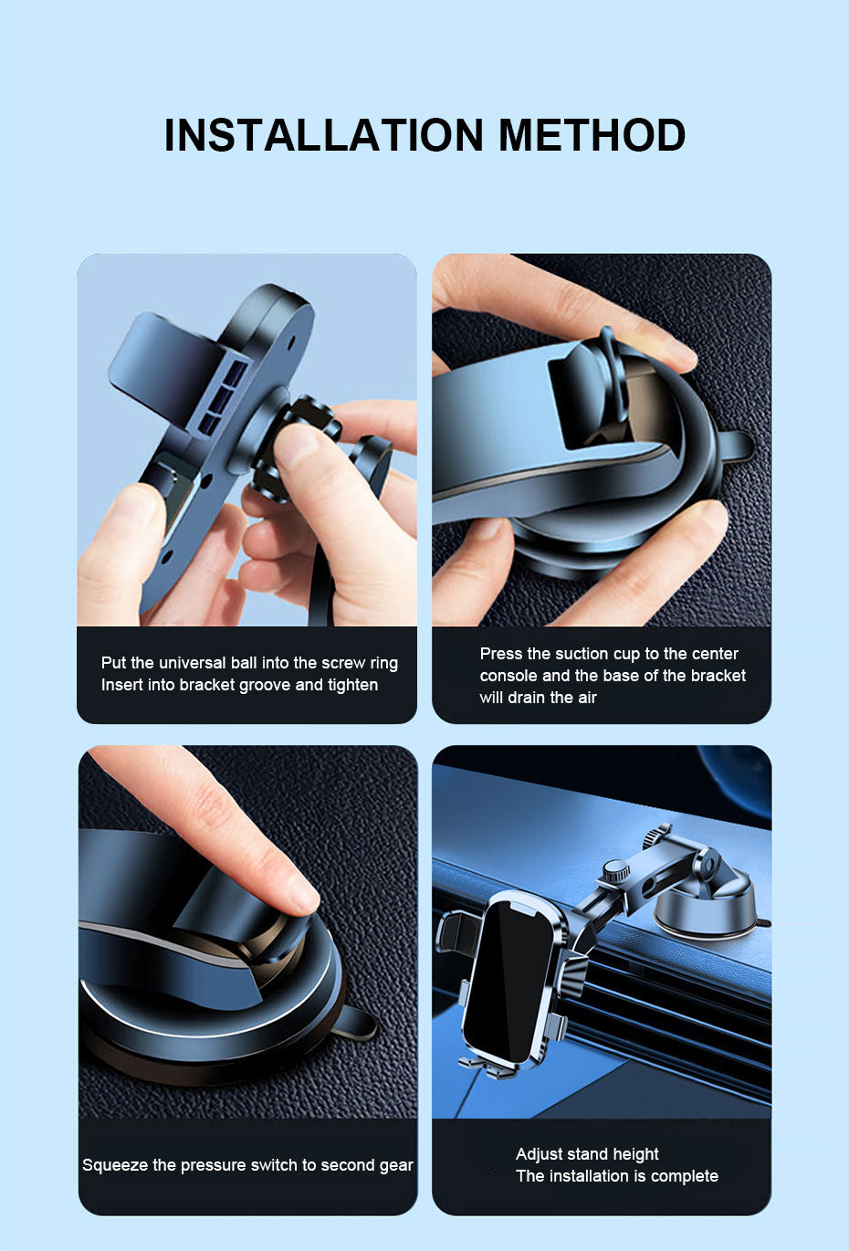 🚘 Car Phone Holder – Ultra-Stable Suction Cup & 360° Rotation
