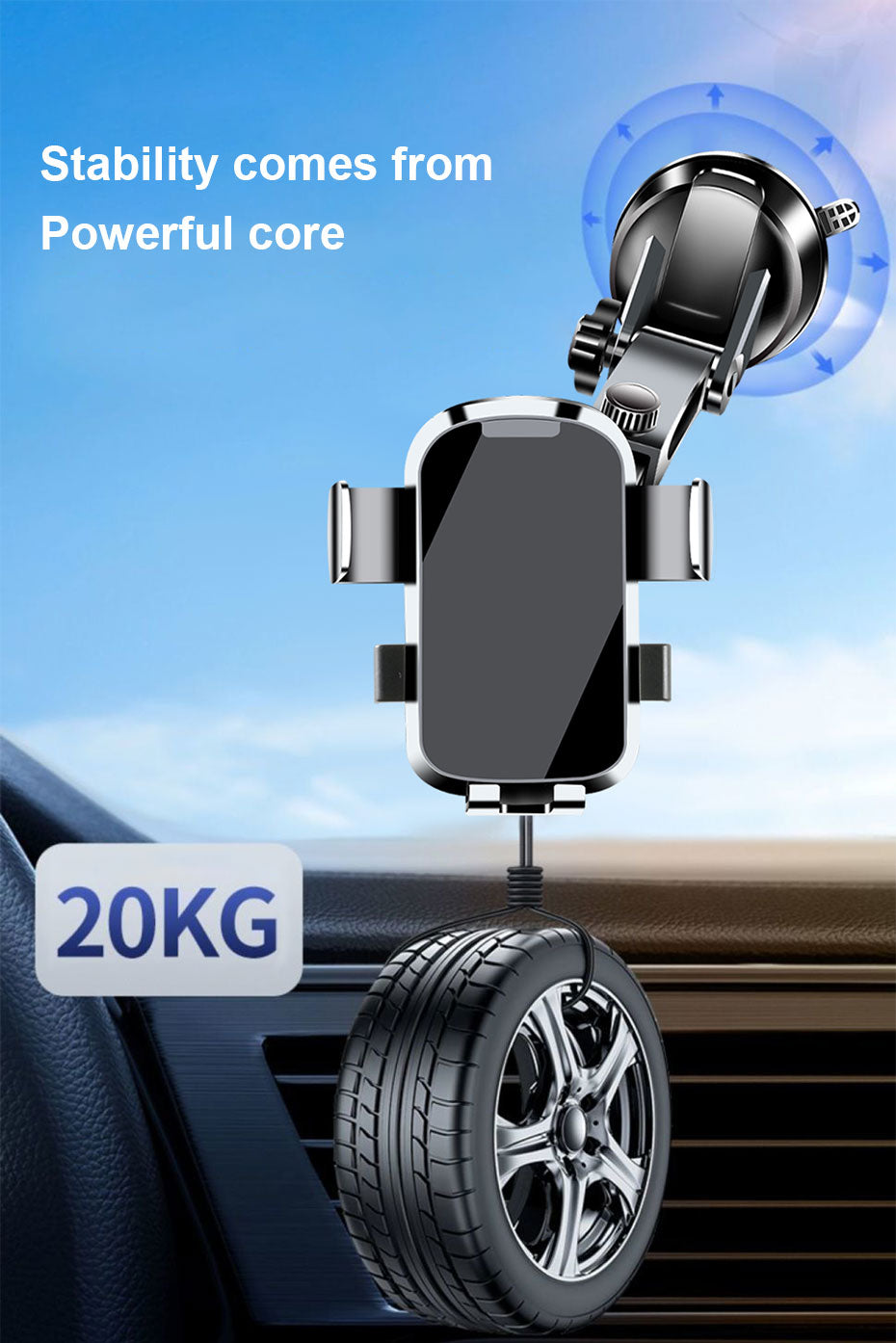 🚘 Car Phone Holder – Ultra-Stable Suction Cup & 360° Rotation