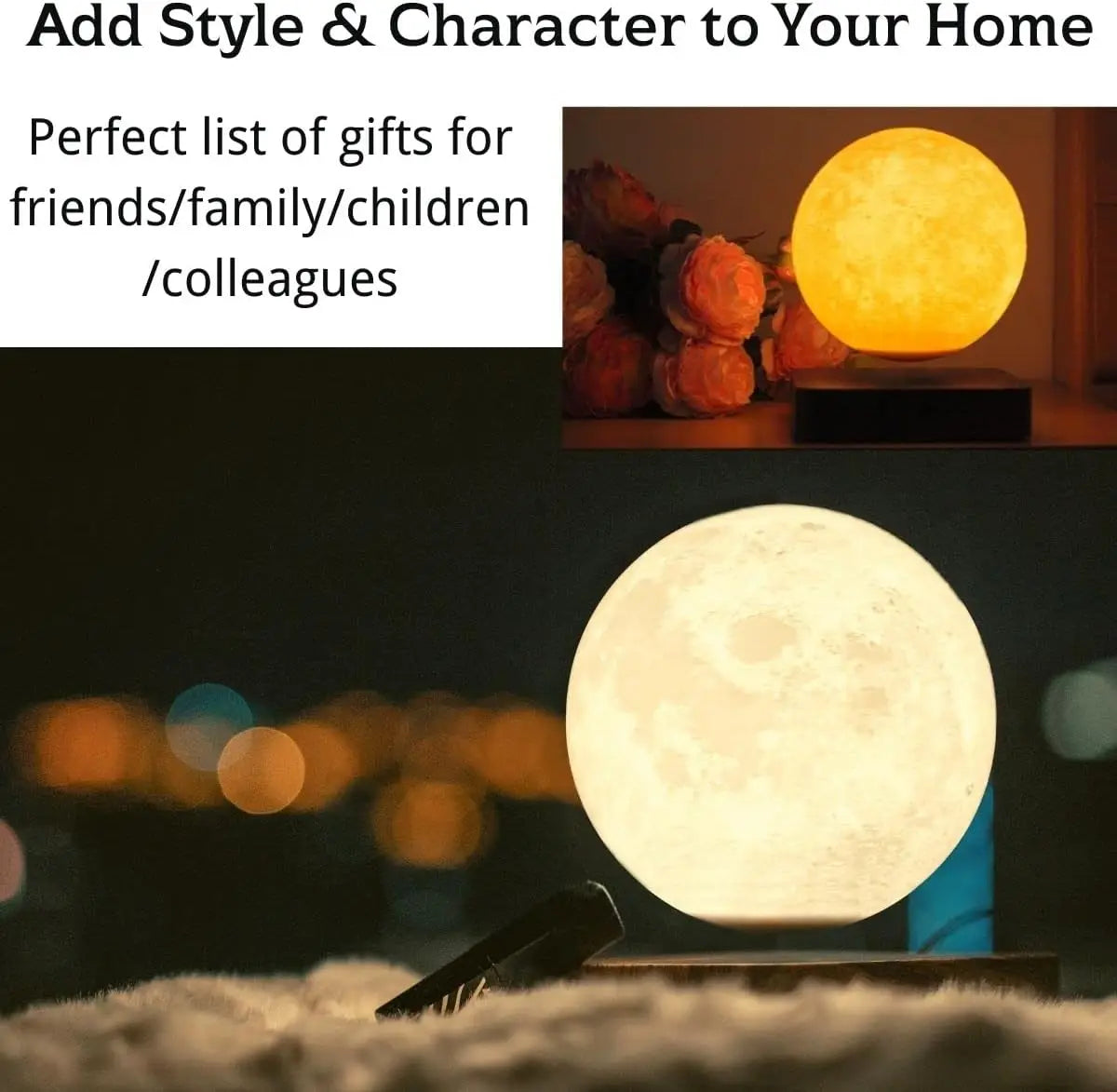 🌙 Lampe Lune Lévitation Magnétique - Éclairage LED 3 Couleurs