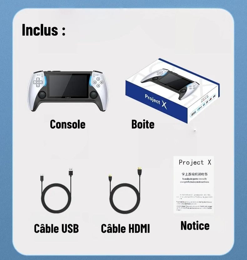 🎮 Project X Portable Console – 4.3" IPS HD Screen, Dual Joystick & Multi-Emulators