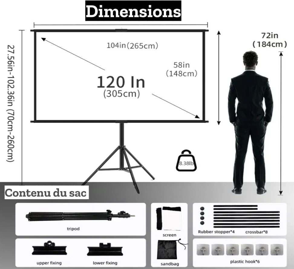Projection Screen for MIXITO Portable Mini Video Projector 16:9 HD