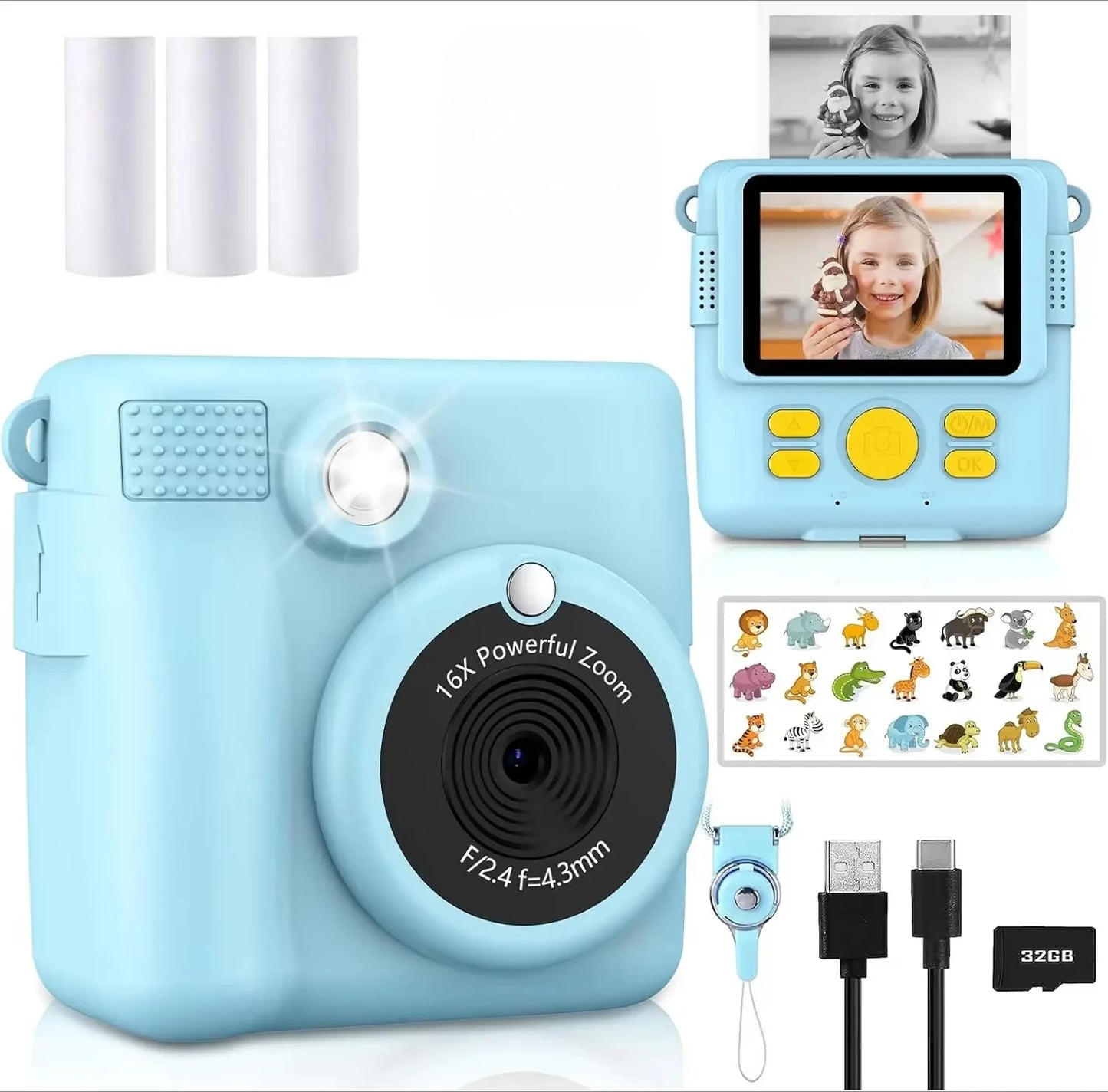 📸 Appareil Photo Instantané Enfant - 1080P HD, Impression DIY & Jeux -