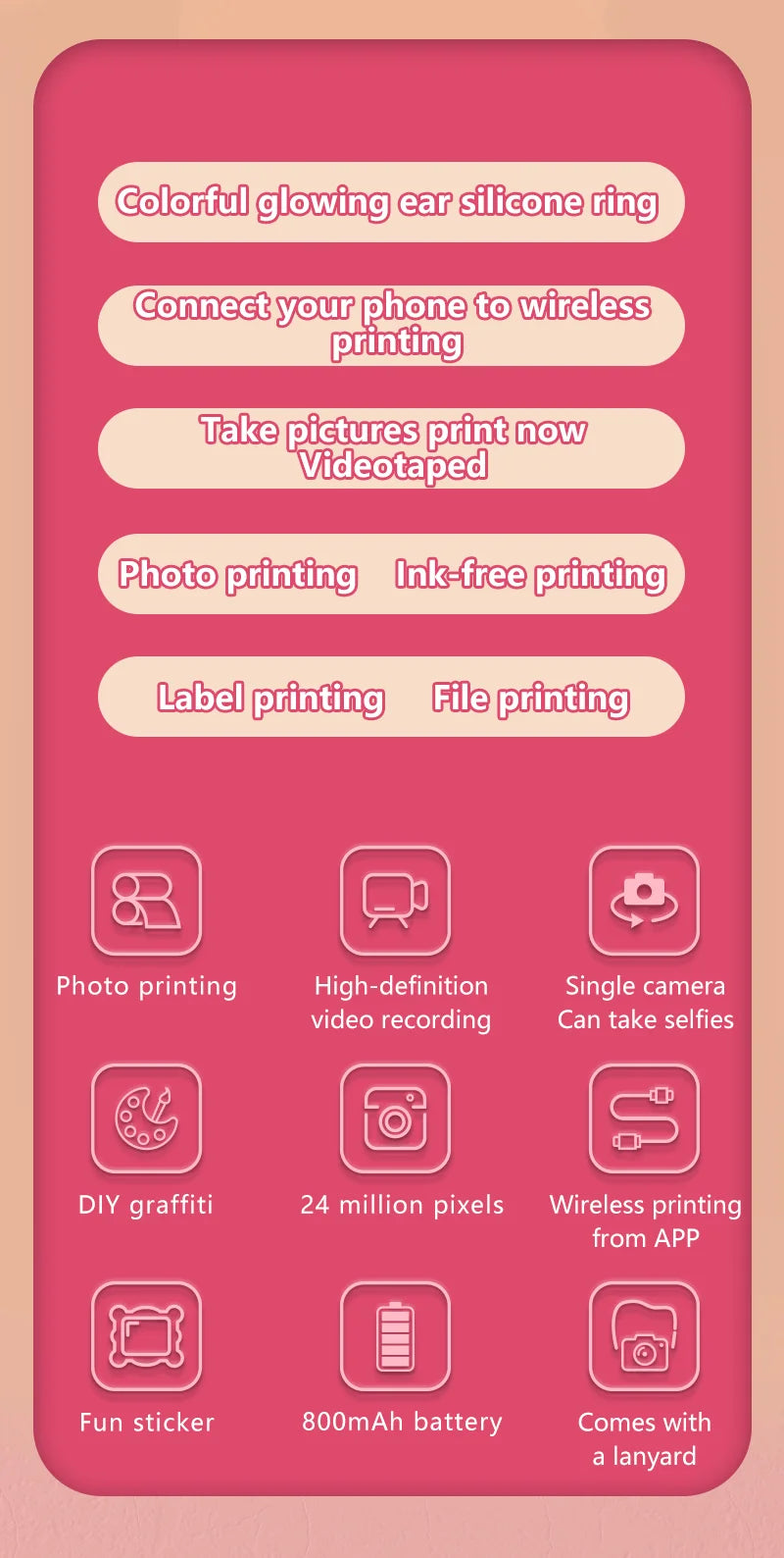 📸 Appareil Photo Instantané pour Enfants - Impression Thermique & Vidéo HD