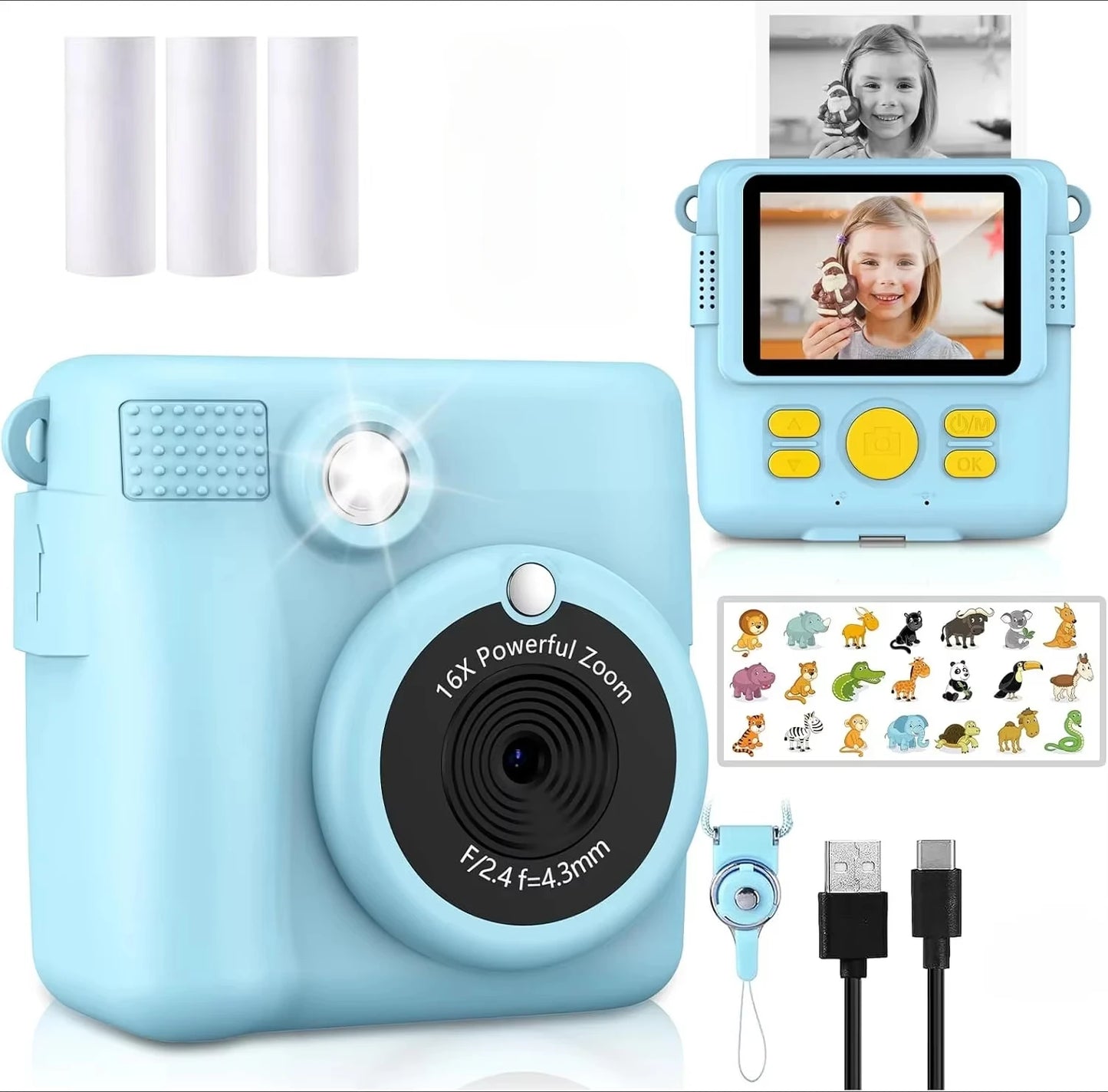 📸 Appareil Photo Instantané Enfant - 1080P HD, Impression DIY & Jeux -