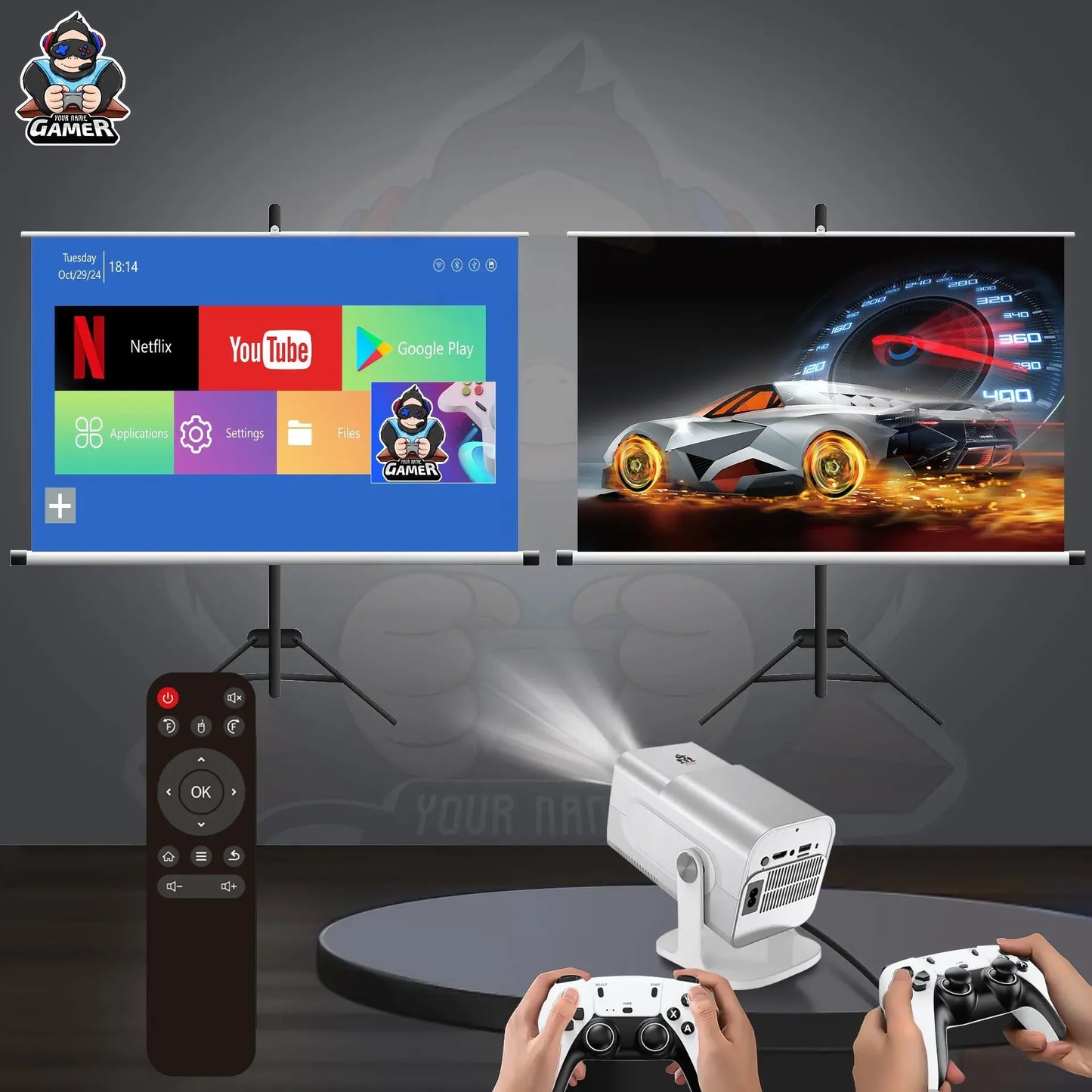 HCS350 Pro Mini Projector + Controllers 🎮
