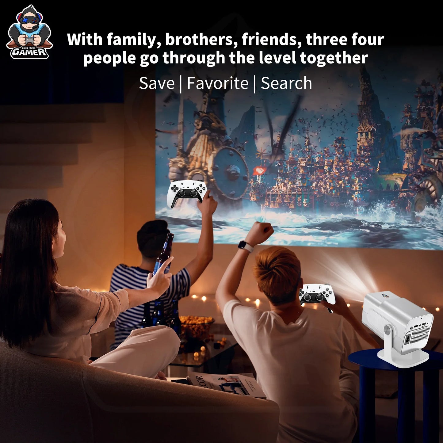 HCS350 Pro Mini Projector + Controllers 🎮