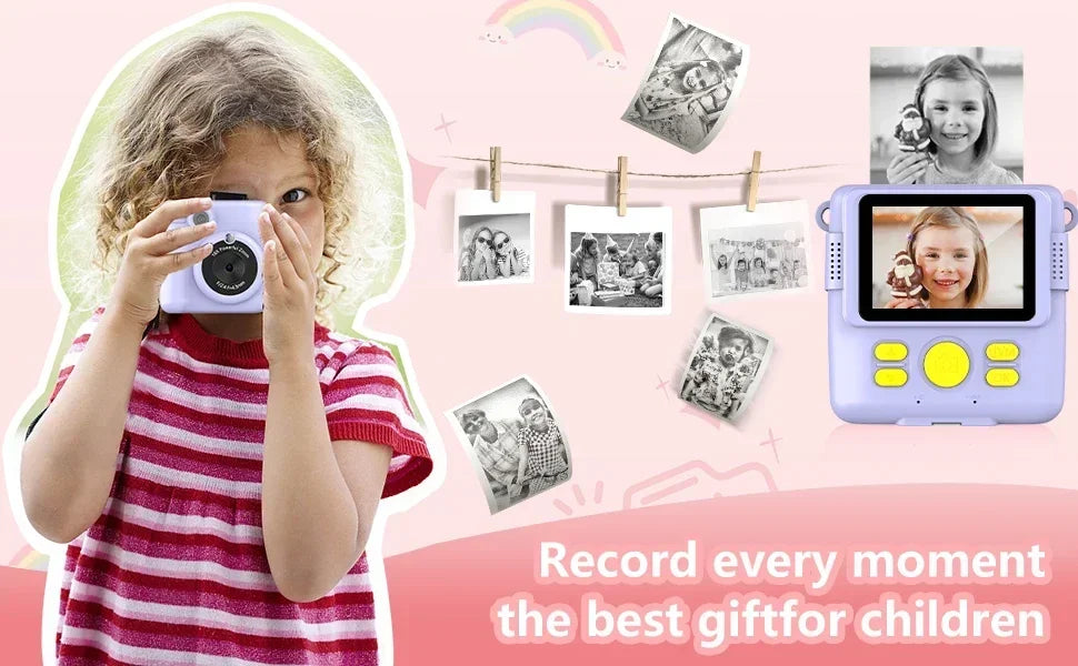 📸 Appareil Photo Instantané Enfant - 1080P HD, Impression DIY & Jeux -