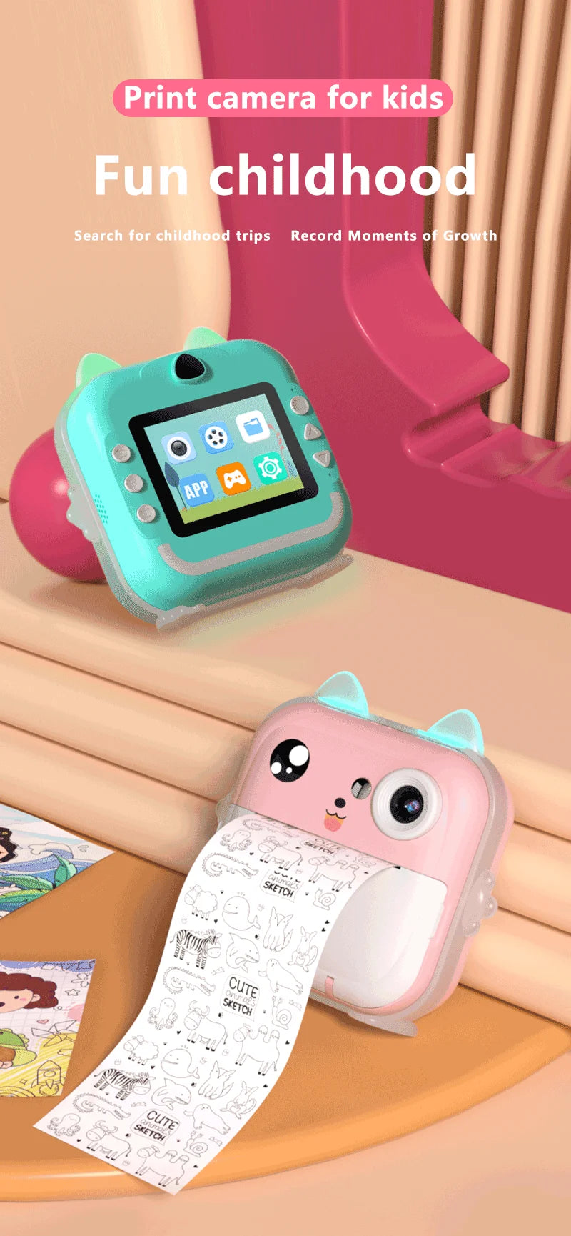 📸 Appareil Photo Instantané pour Enfants - Impression Thermique & Vidéo HD