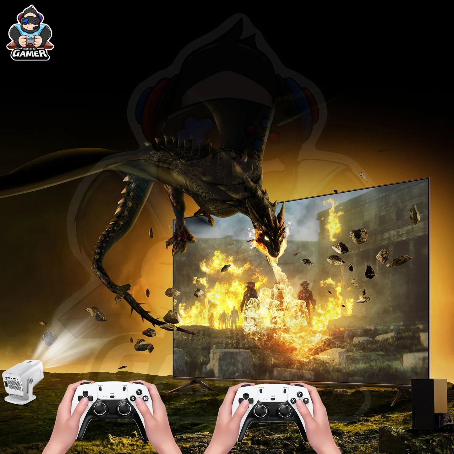HCS350 Pro Mini Projector + Controllers 🎮