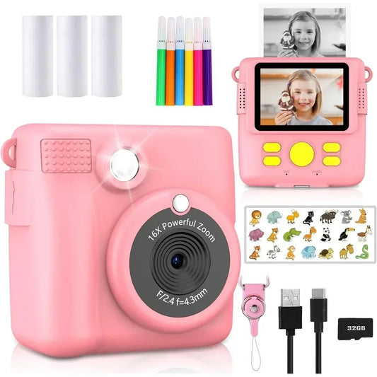 📸 Appareil Photo Instantané Enfant - 1080P HD, Impression DIY & Jeux -
