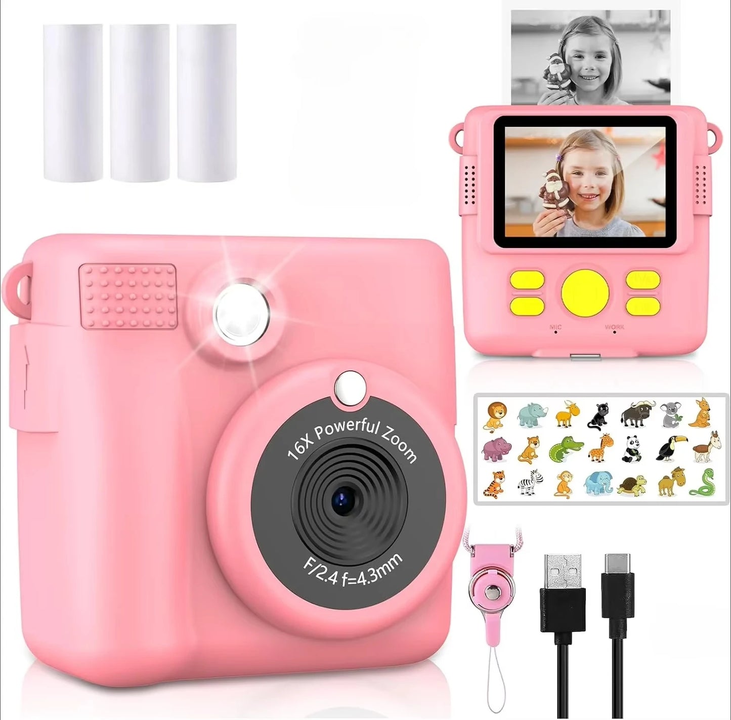 📸 Appareil Photo Instantané Enfant - 1080P HD, Impression DIY & Jeux -