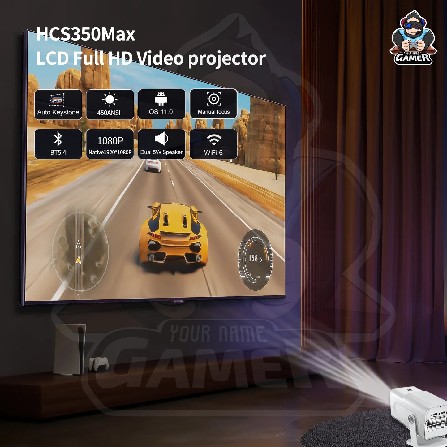 HCS350 Pro Mini Projector + Controllers 🎮