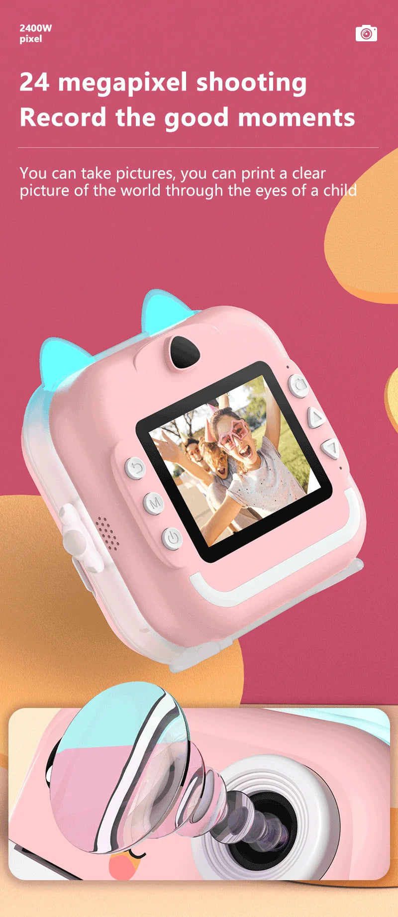 📸 Appareil Photo Instantané pour Enfants - Impression Thermique & Vidéo HD