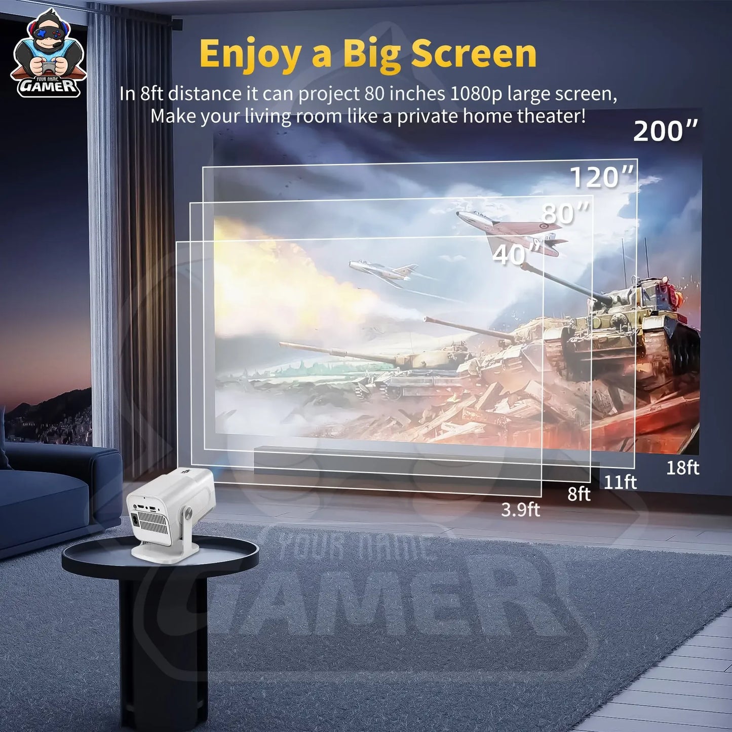 HCS350 Pro Mini Projector + Controllers 🎮