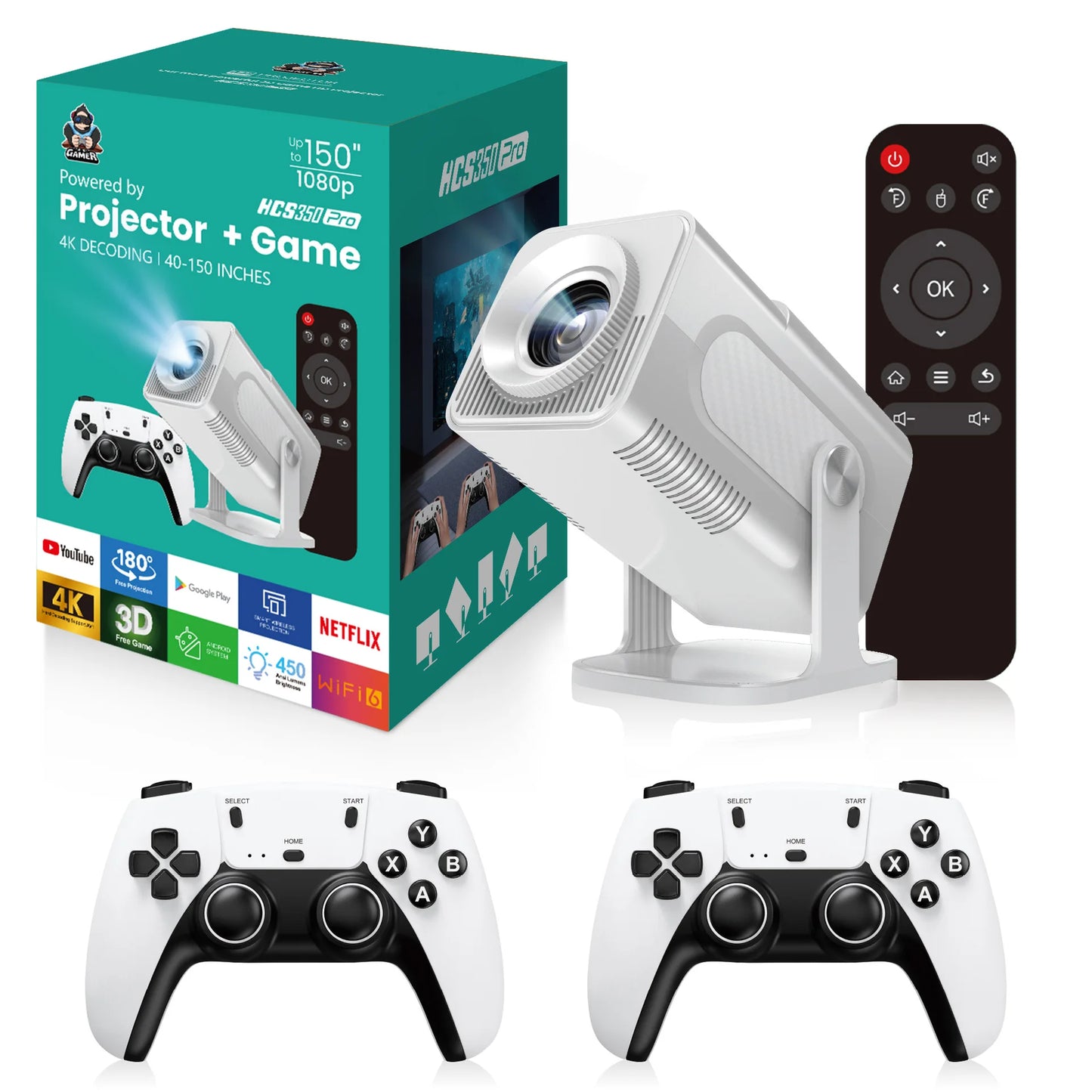 HCS350 Pro Mini Projector + Controllers 🎮