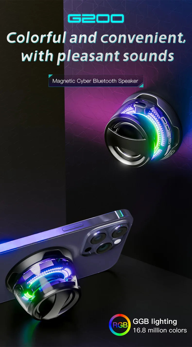 🔊 Enceinte Bluetooth Magnétique – Son Puissant & Éclairage RGB