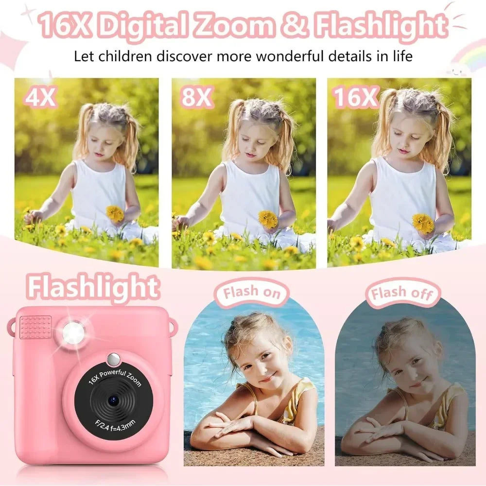 📸 Appareil Photo Instantané Enfant - 1080P HD, Impression DIY & Jeux -