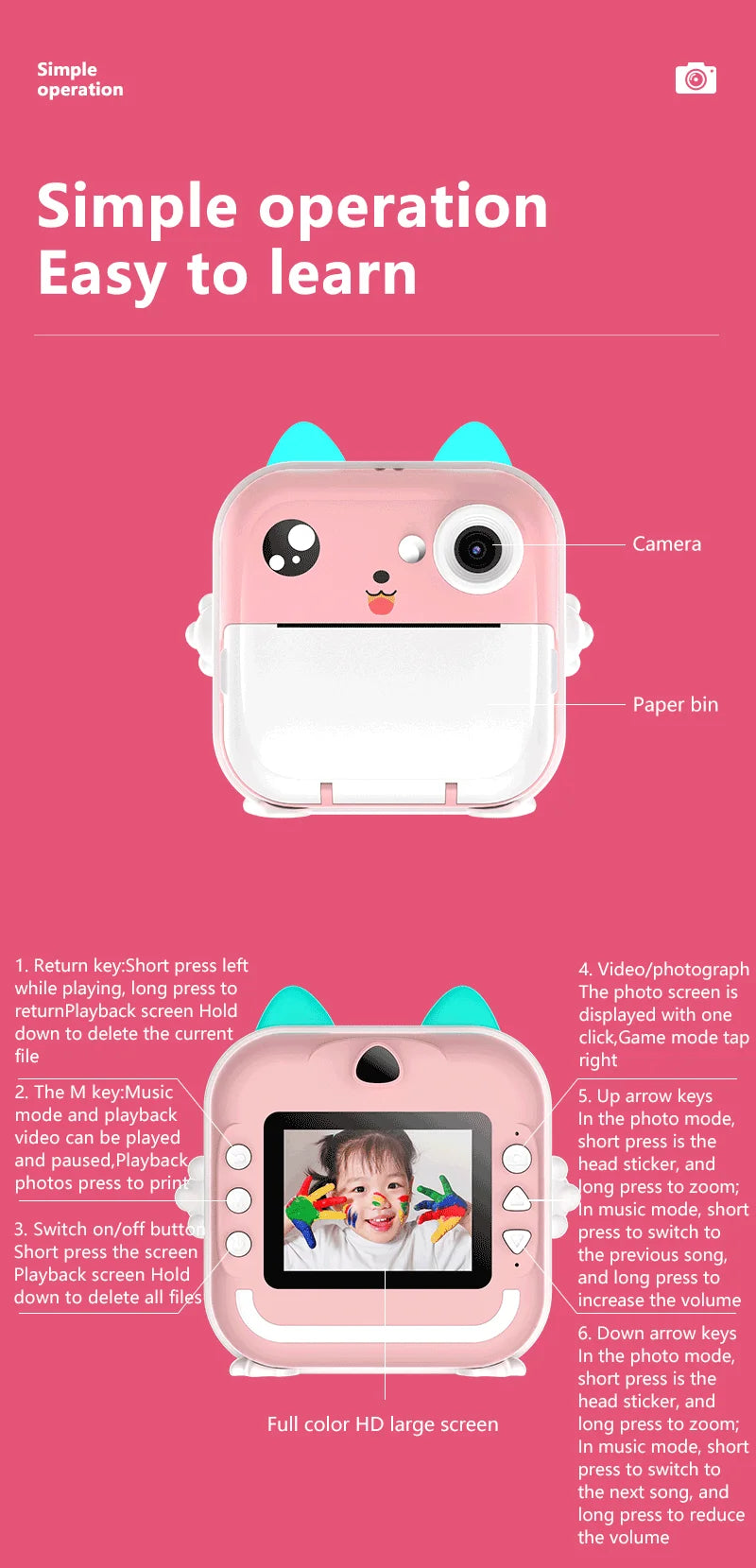📸 Appareil Photo Instantané pour Enfants - Impression Thermique & Vidéo HD